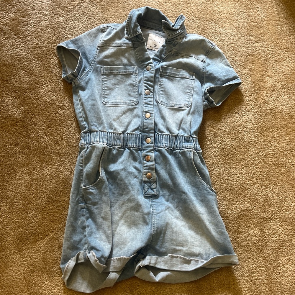 Celebrity Pink Light Blue Denim Romper
